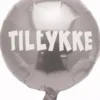 Rund Tillykke folieballon SØLV