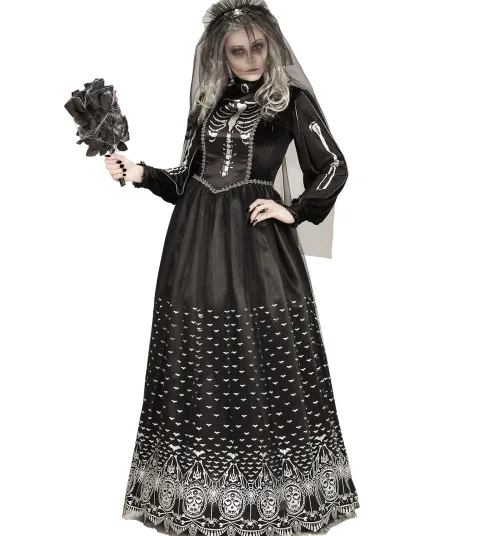 Skeletbrud LUX kostume til voksne