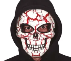 Skelet maske i hvid PVC - Blodsprængt