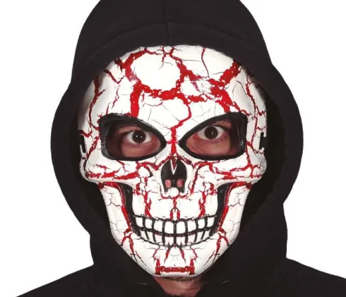 Skelet maske i hvid PVC - Blodsprængt