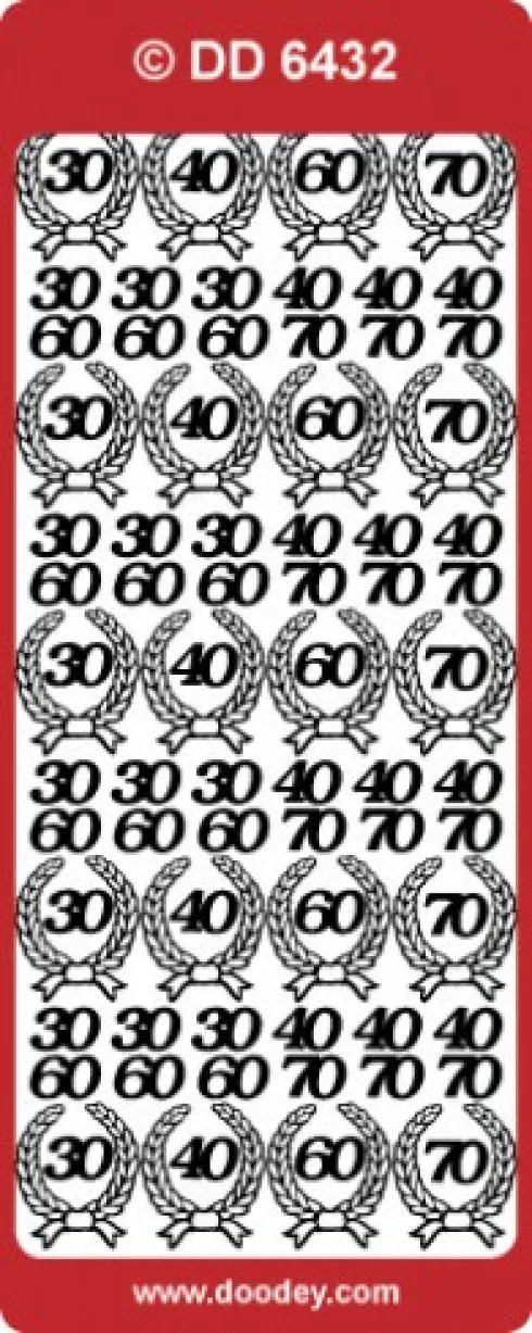 Stickers m. tal:30-40-60-70 i kranse