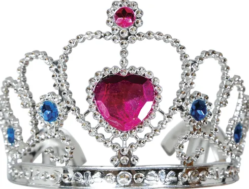 Tiara sølv børn - Pink hjerte